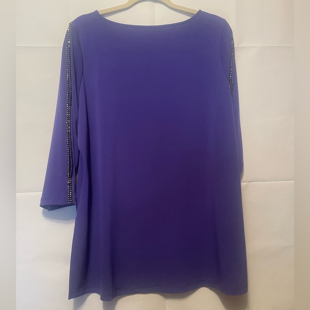 SUSAN GRAVER , Purple Women's Top with Embellished Sleeves